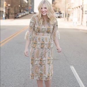 Polagram Women’s Boho Style Dress Midi Size L